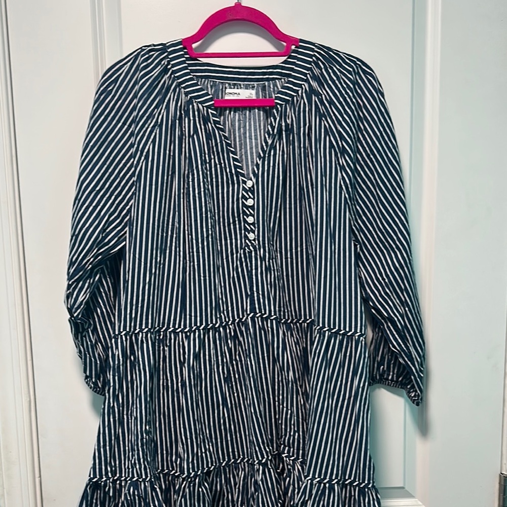Sonoma Navy and White Striped Dress